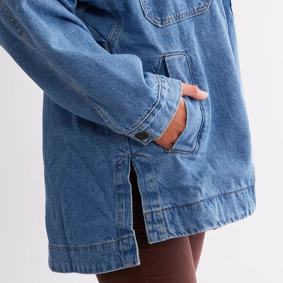 new FREE PEOPLE 100% Cotton Madison City Denim Jacket 6MS3 - Picture 2 of 9